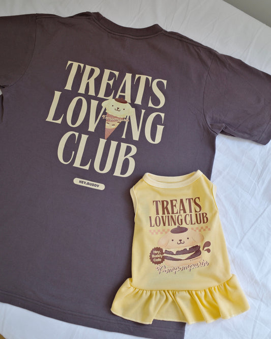 <予約>【POMPOMPURIN】おやつ大好きくらぶ。ペアTシャツ