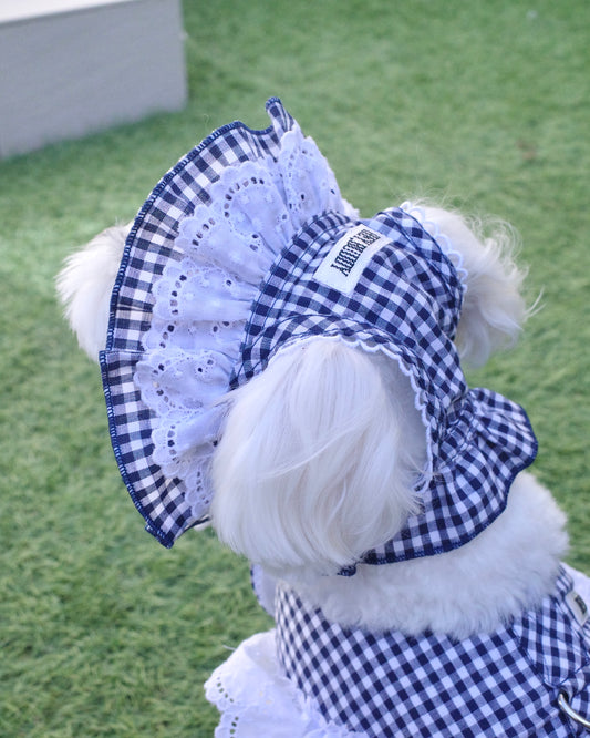 gingham check lace bonnet