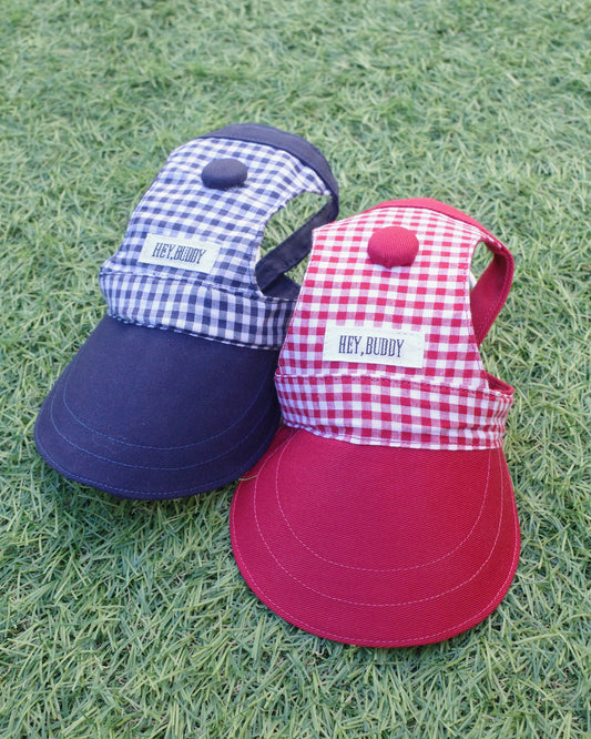 gingham check baseball cap