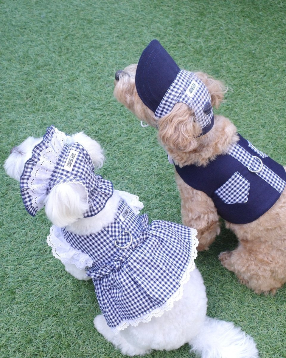 gingham check baseball cap - HEY,BUDDY