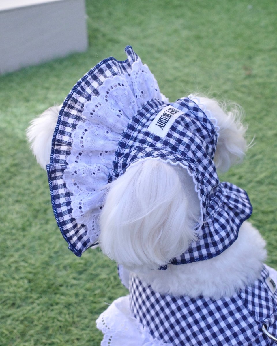 gingham check lace bonnet - HEY,BUDDY