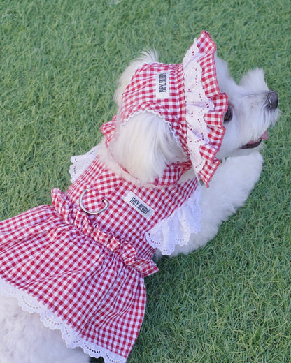 gingham check lace harness - HEY,BUDDY