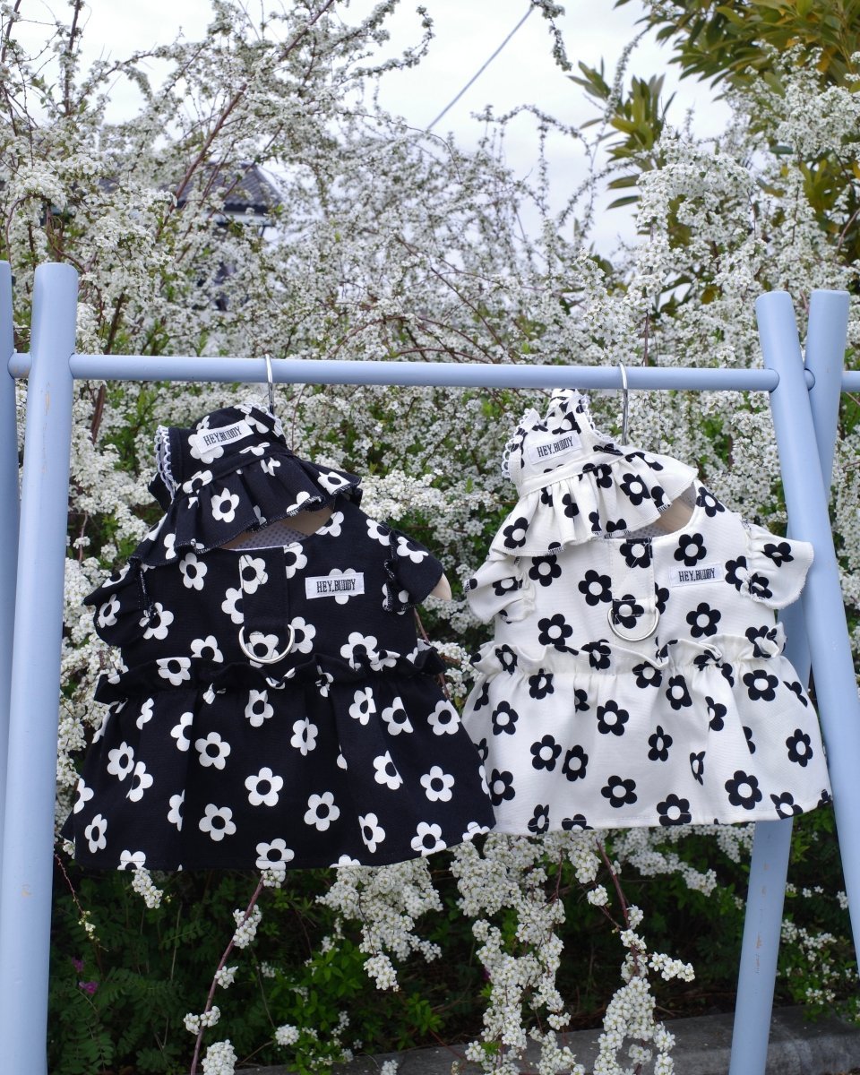 monotone flower bonnet - HEY,BUDDY